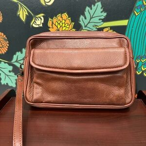 Bally Vintage Brown Leather Wristlet / Clutch with Front Pocket